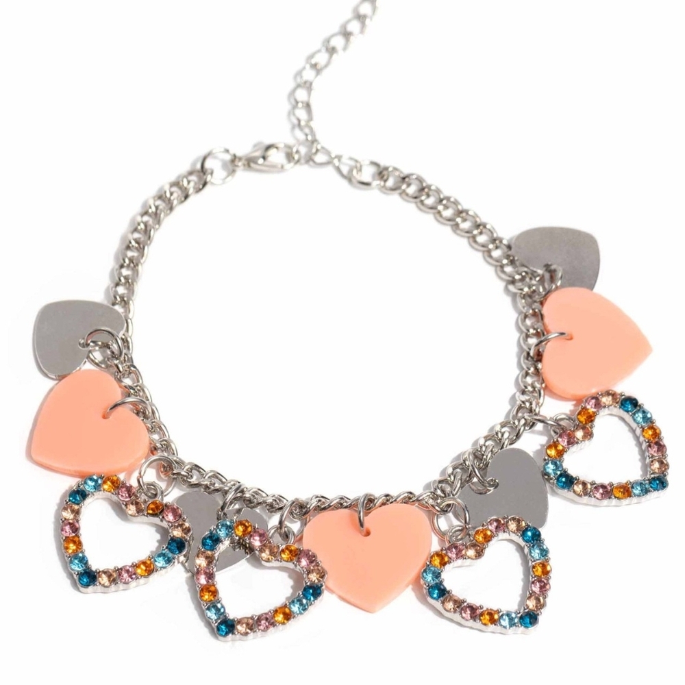 Paparazzi Pink and Blue Bracelet Dainty Jewelry Heart Time Orange Heart Fashion